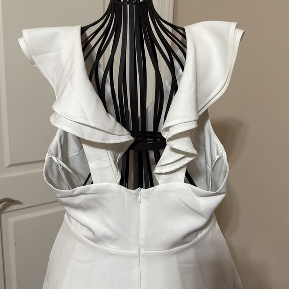 Lulu's White Ruffled V-Neck Mini Dress - Picture 5 of 8